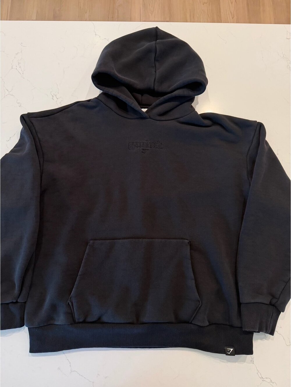 Gymshark Black Tonal Embroidered Pullover Hoodie Size Medium